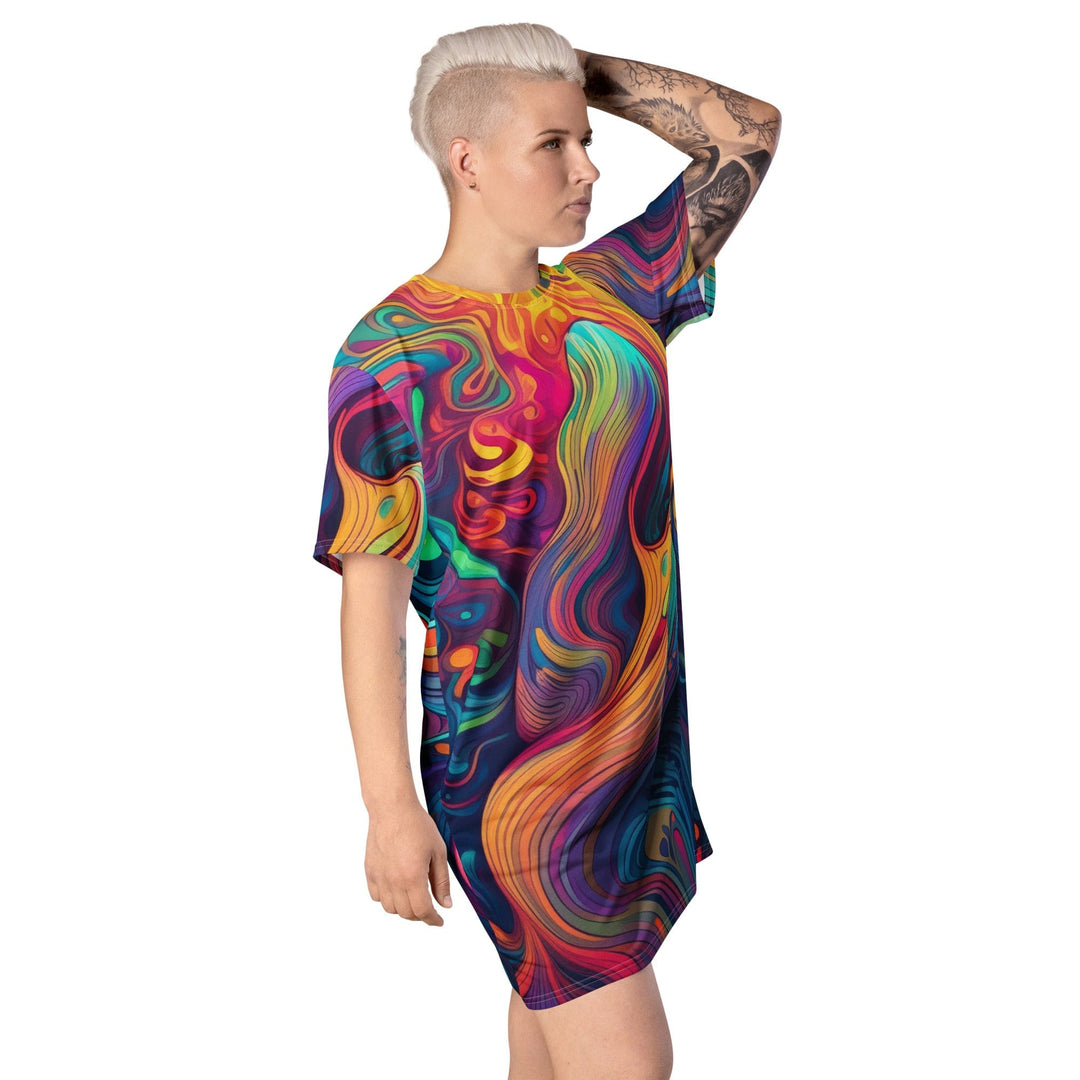 Womens Graphic T-shirt Dress Vibrant Psychedelic Kaleidoscope Boho 4 - Womens