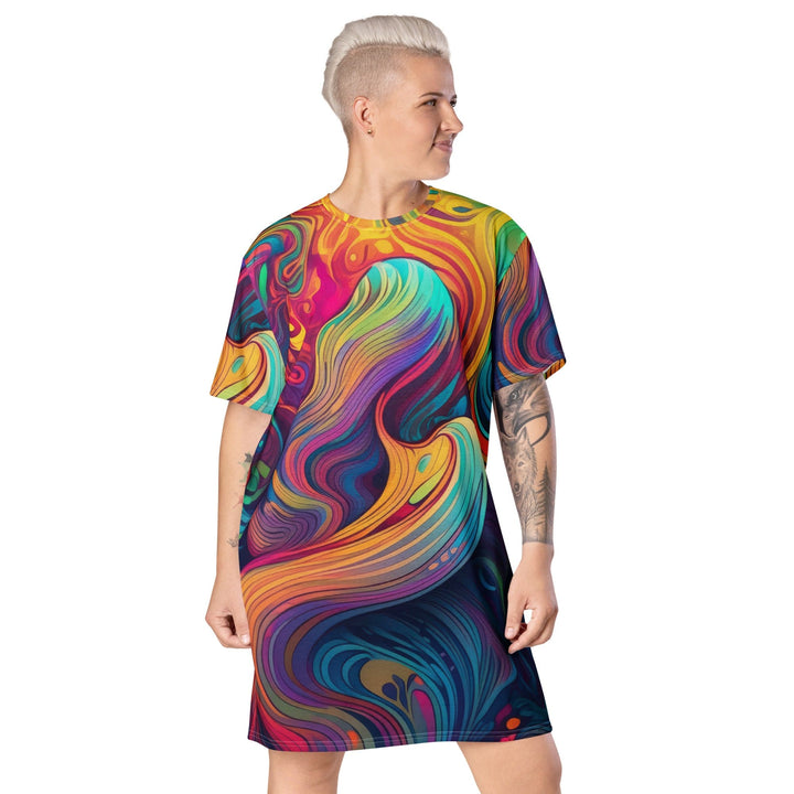 Womens Graphic T-shirt Dress Vibrant Psychedelic Kaleidoscope Boho 4 - Womens