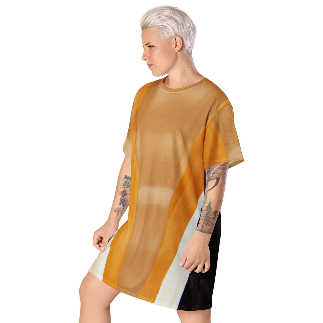 Womens Graphic T-shirt Dress Yellow Brown Abstract Pattern - Womens | Dresses