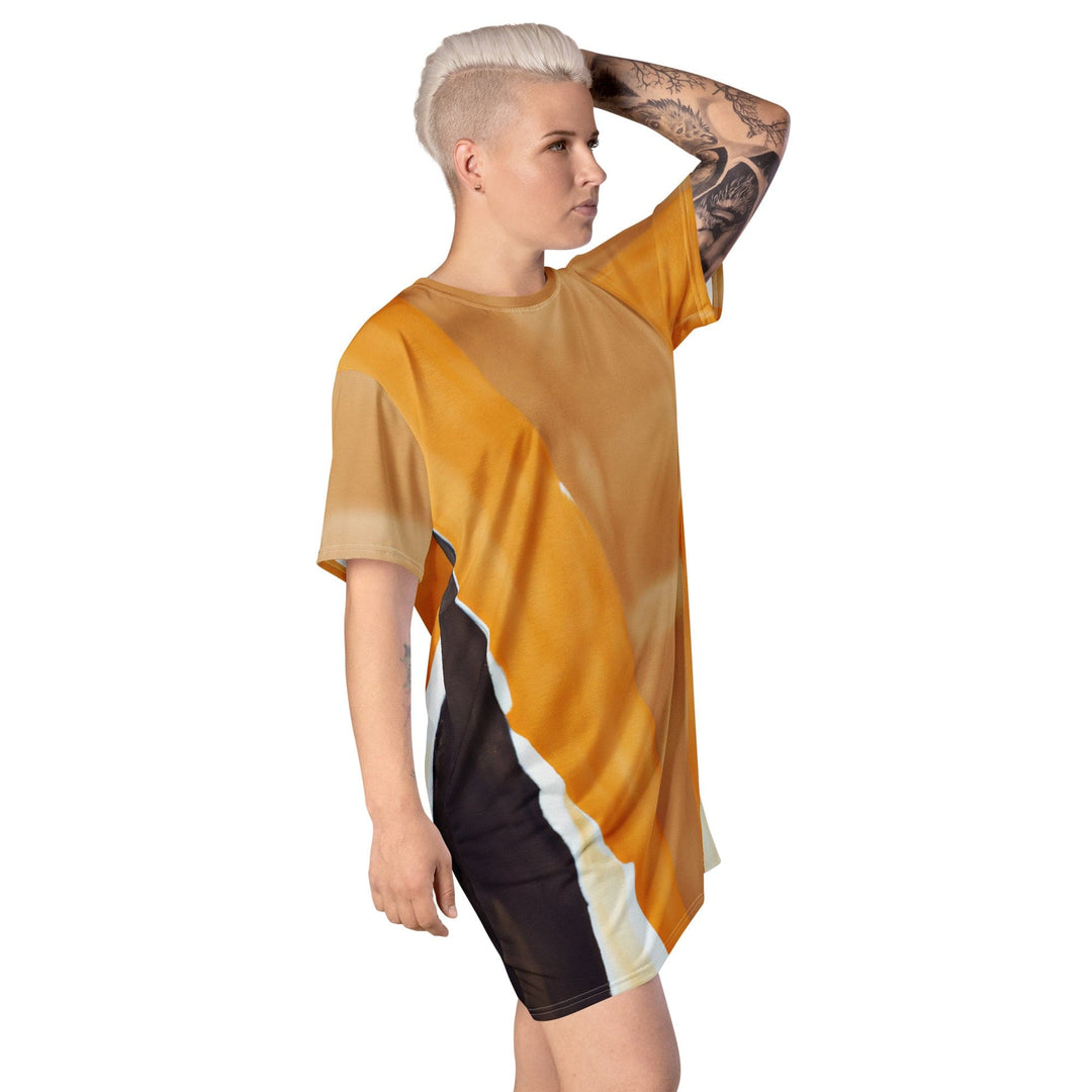 Womens Graphic T-shirt Dress Yellow Brown Abstract Pattern - Womens | Dresses