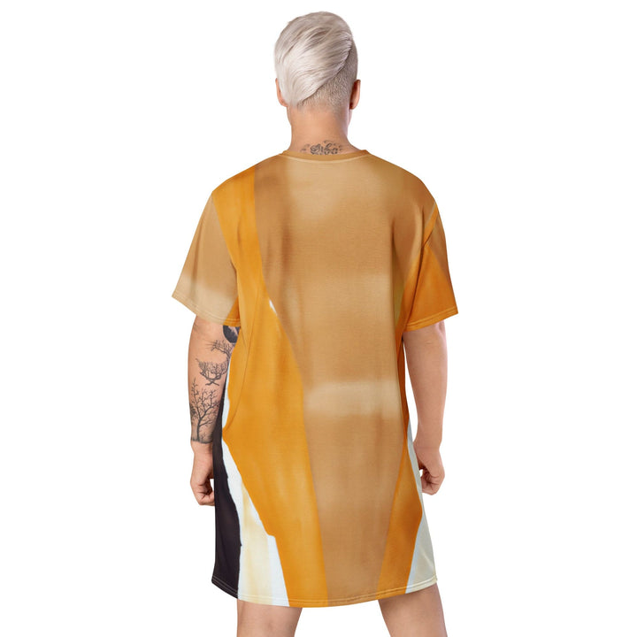 Womens Graphic T-shirt Dress Yellow Brown Abstract Pattern - Womens | Dresses