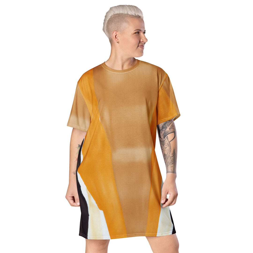 Womens Graphic T-shirt Dress Yellow Brown Abstract Pattern - Womens | Dresses