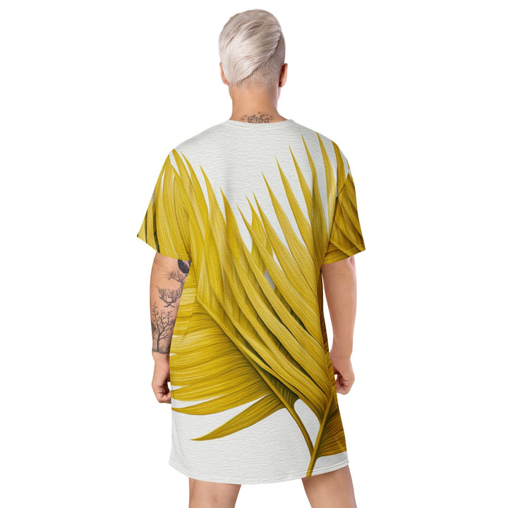 Womens Graphic T-shirt Dress Yellow Palm Leaves - Womens | Dresses | T-Shirts