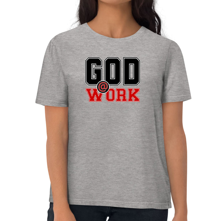 Womens Graphic T-shirt God @ Work Black and Red Print - Womens | T-Shirts