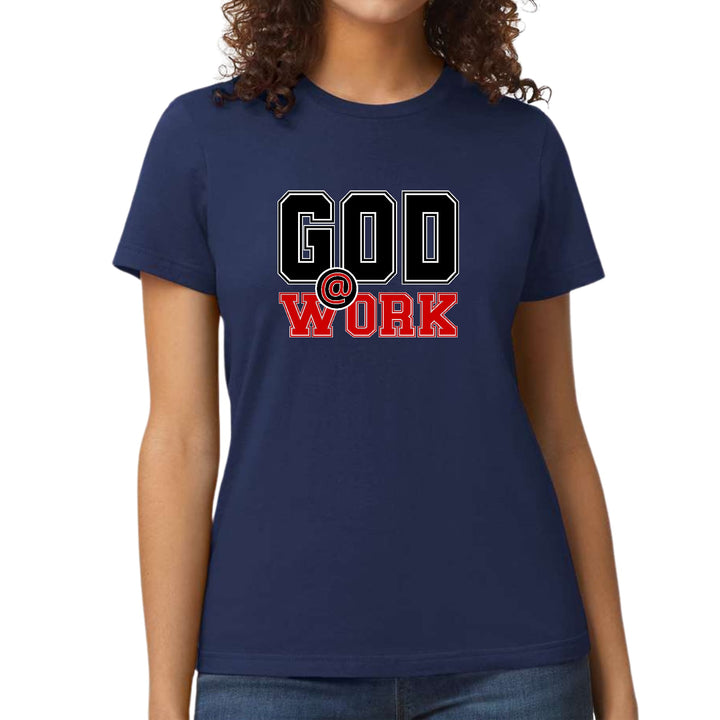 Womens Graphic T-shirt God @ Work Black and Red Print - Womens | T-Shirts