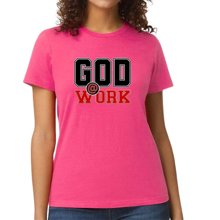 Womens Graphic T-shirt God @ Work Black and Red Print - Womens | T-Shirts