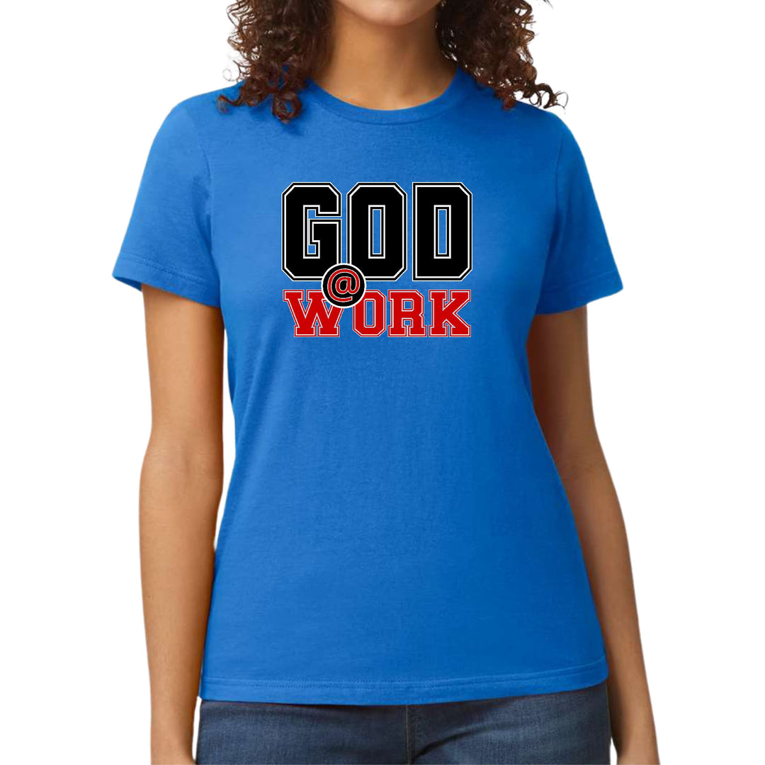 Womens Graphic T-shirt God @ Work Black and Red Print - Womens | T-Shirts