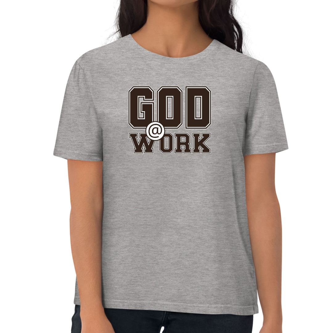 Womens Graphic T-shirt God @ Work Brown and White Print - Womens | T-Shirts