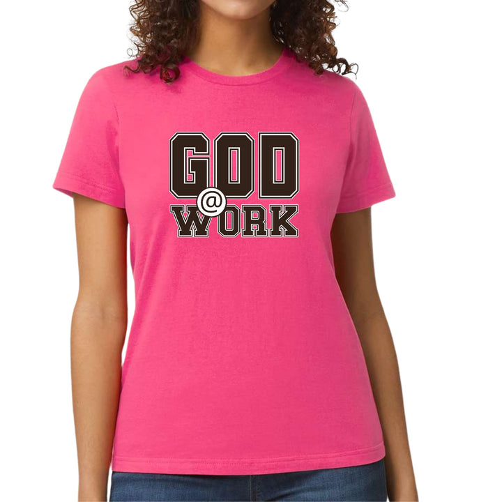 Womens Graphic T-shirt God @ Work Brown and White Print - Womens | T-Shirts