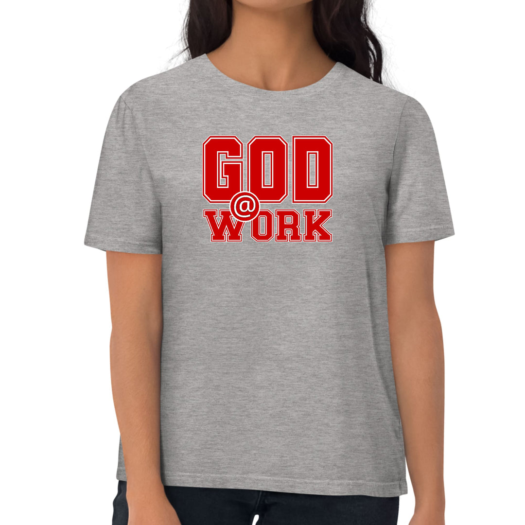 Womens Graphic T-shirt God @ Work Red and White Print - Womens | T-Shirts