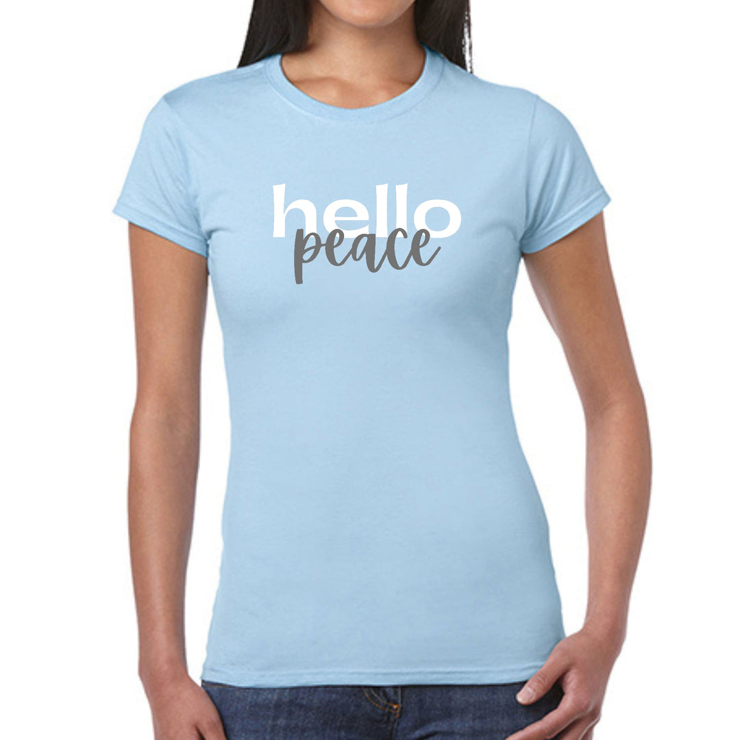 Womens Graphic T-shirt Hello Peace White and Gray - Womens | T-Shirts