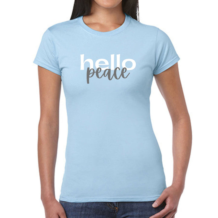 Womens Graphic T-shirt Hello Peace White and Gray - Womens | T-Shirts