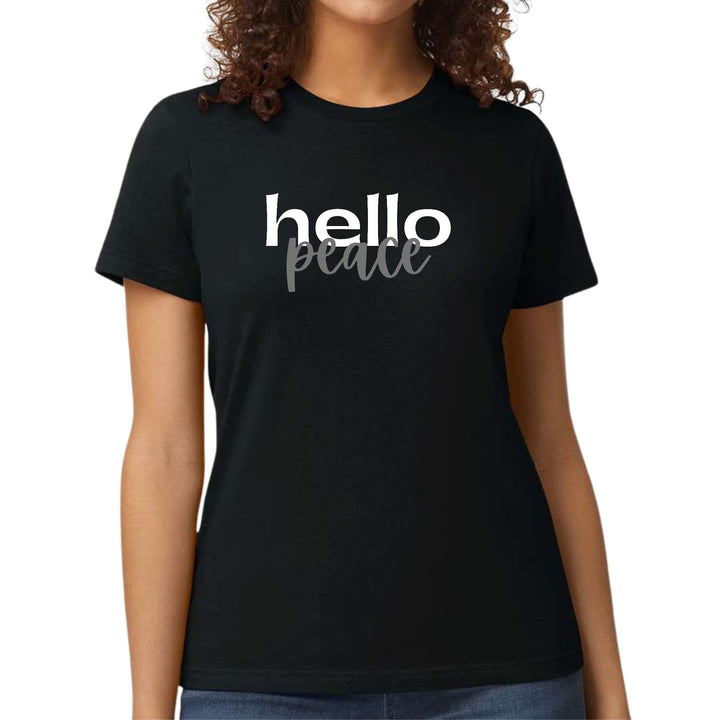 Womens Graphic T-shirt Hello Peace White and Gray - Womens | T-Shirts