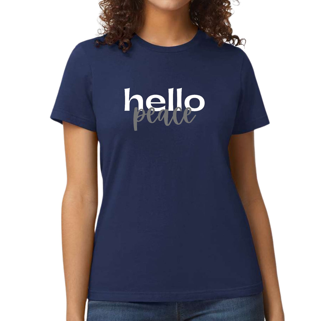 Womens Graphic T-shirt Hello Peace White and Gray - Womens | T-Shirts