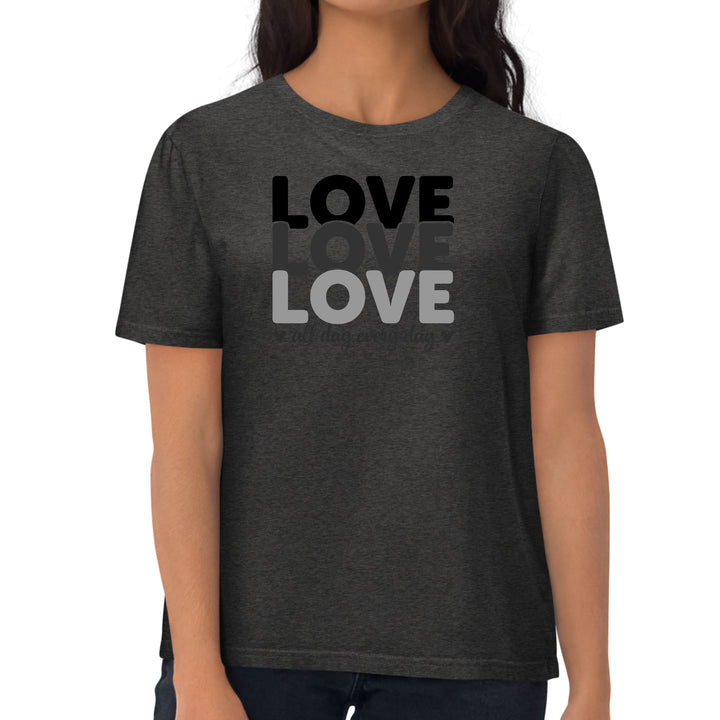 Womens Graphic T-shirt Love All Day Every Day Black Print - Womens | T-Shirts