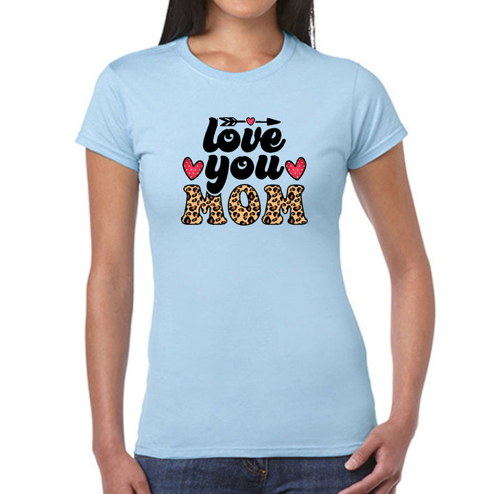 Womens Graphic T-shirt Love you Mom Leopard Print - Womens | T-Shirts