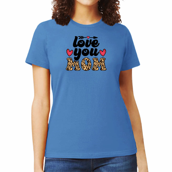 Womens Graphic T-shirt Love you Mom Leopard Print - Womens | T-Shirts