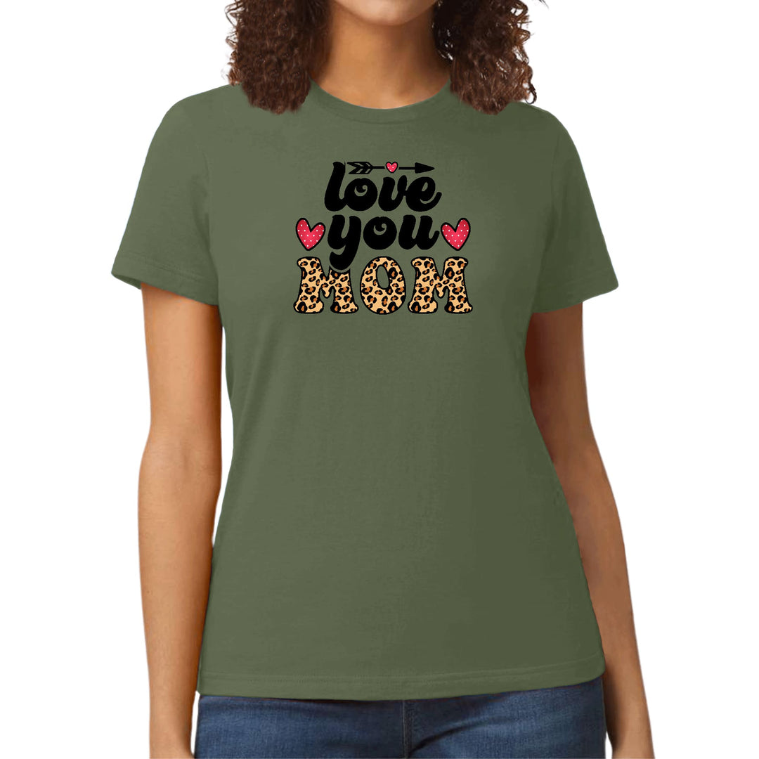 Womens Graphic T-shirt Love you Mom Leopard Print - Womens | T-Shirts