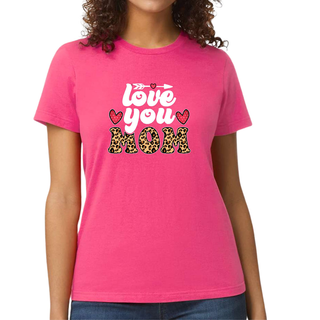 Womens Graphic T-shirt Love you Mom Leopard Print - Womens | T-Shirts