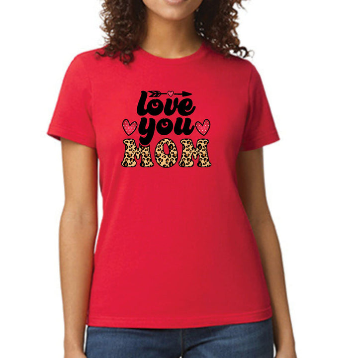 Womens Graphic T-shirt Love you Mom Leopard Print - Womens | T-Shirts