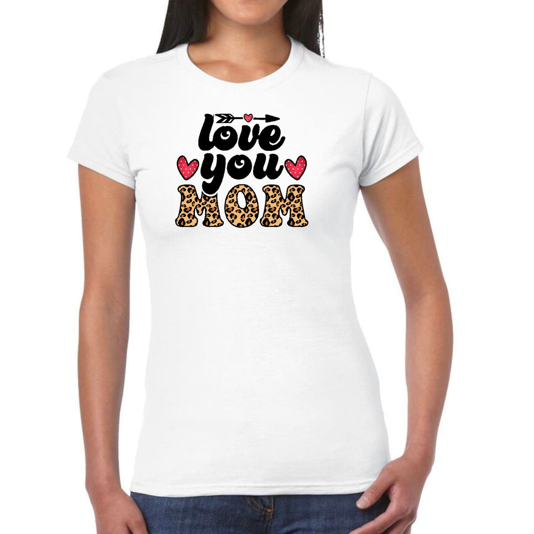 Womens Graphic T-shirt Love you Mom Leopard Print - Womens | T-Shirts