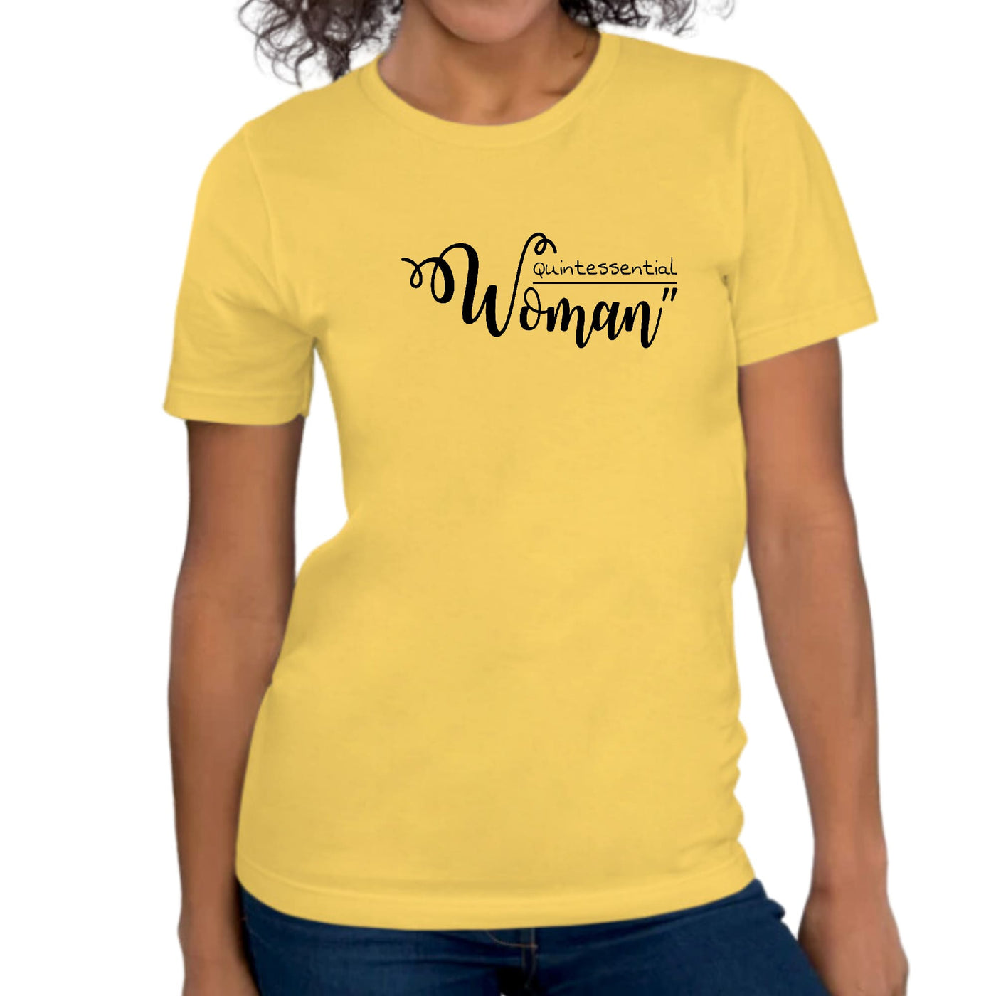 Womens Graphic T - shirt Quintessential Woman Black Illustration - T - Shirts