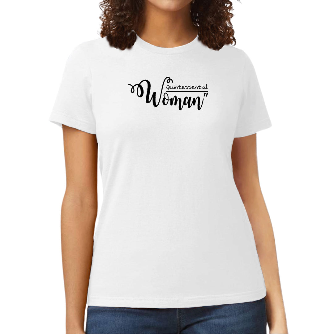 Womens Graphic T-shirt Quintessential Woman Black Illustration - Womens