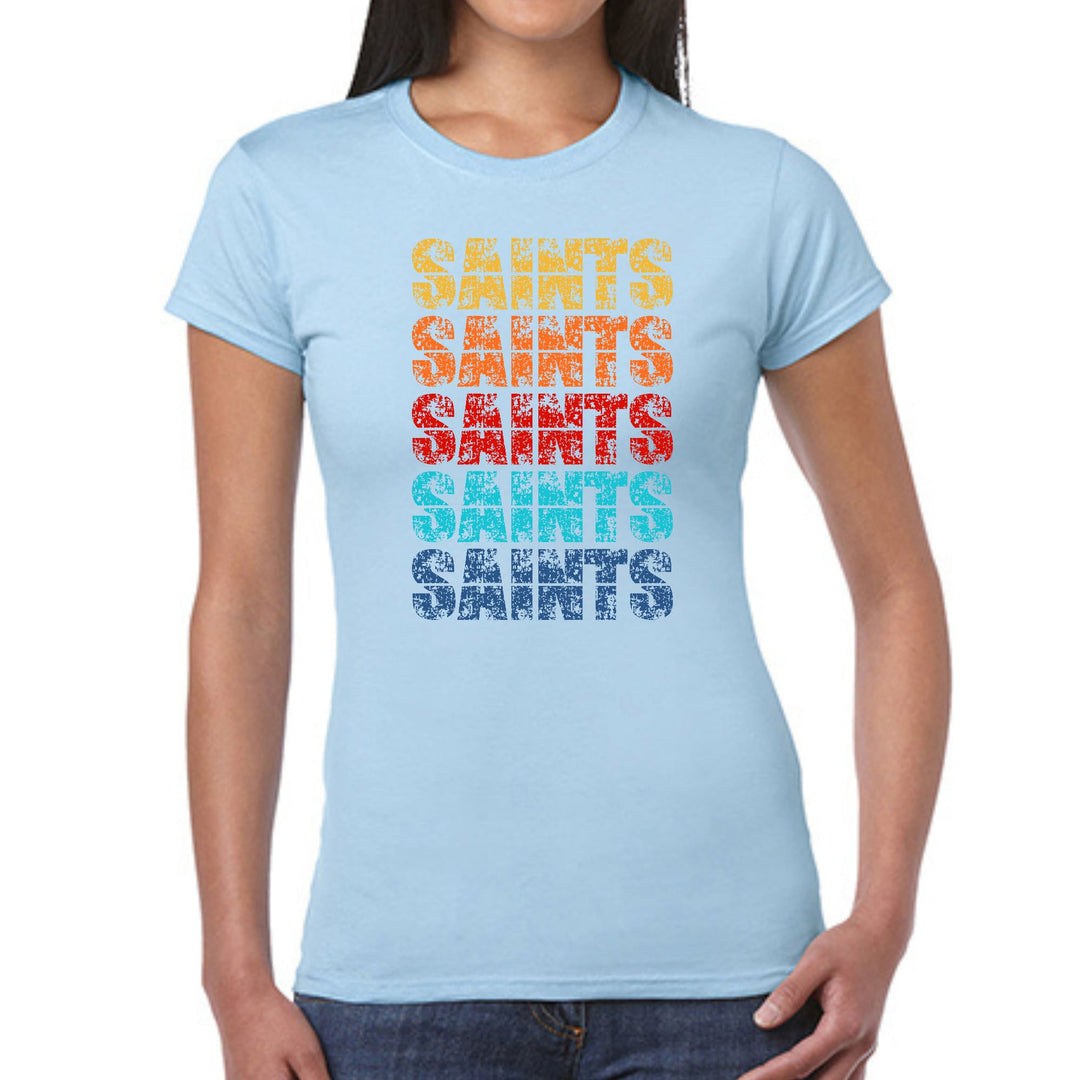 Womens Graphic T-shirt Saints Colorful Art Illustration - Womens | T-Shirts