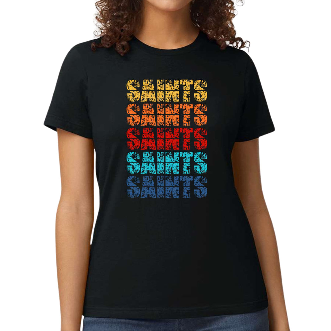 Womens Graphic T-shirt Saints Colorful Art Illustration - Womens | T-Shirts