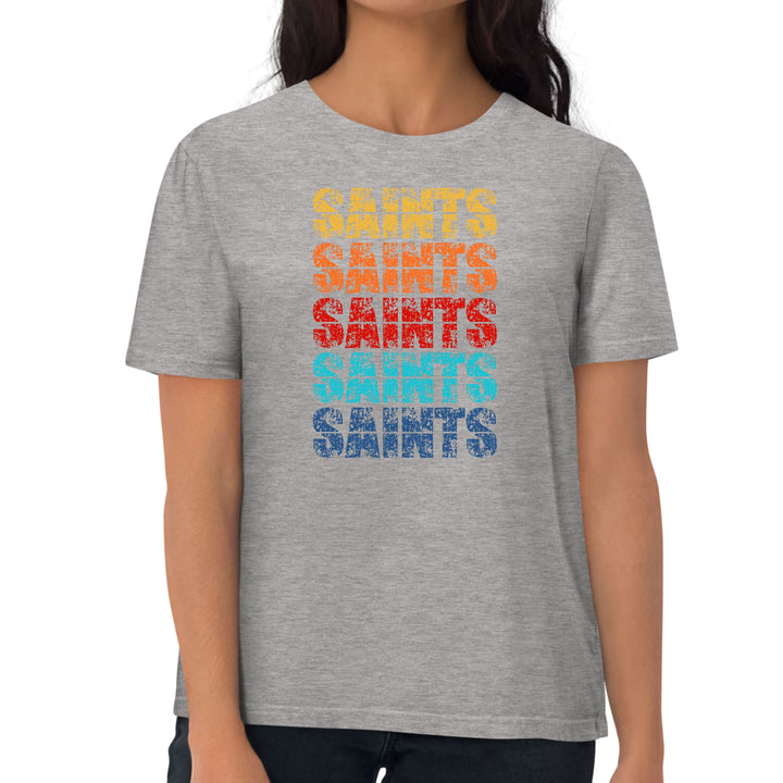 Womens Graphic T-shirt Saints Colorful Art Illustration - Womens | T-Shirts