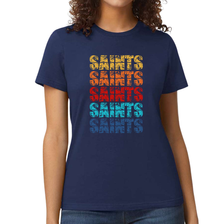 Womens Graphic T-shirt Saints Colorful Art Illustration - Womens | T-Shirts