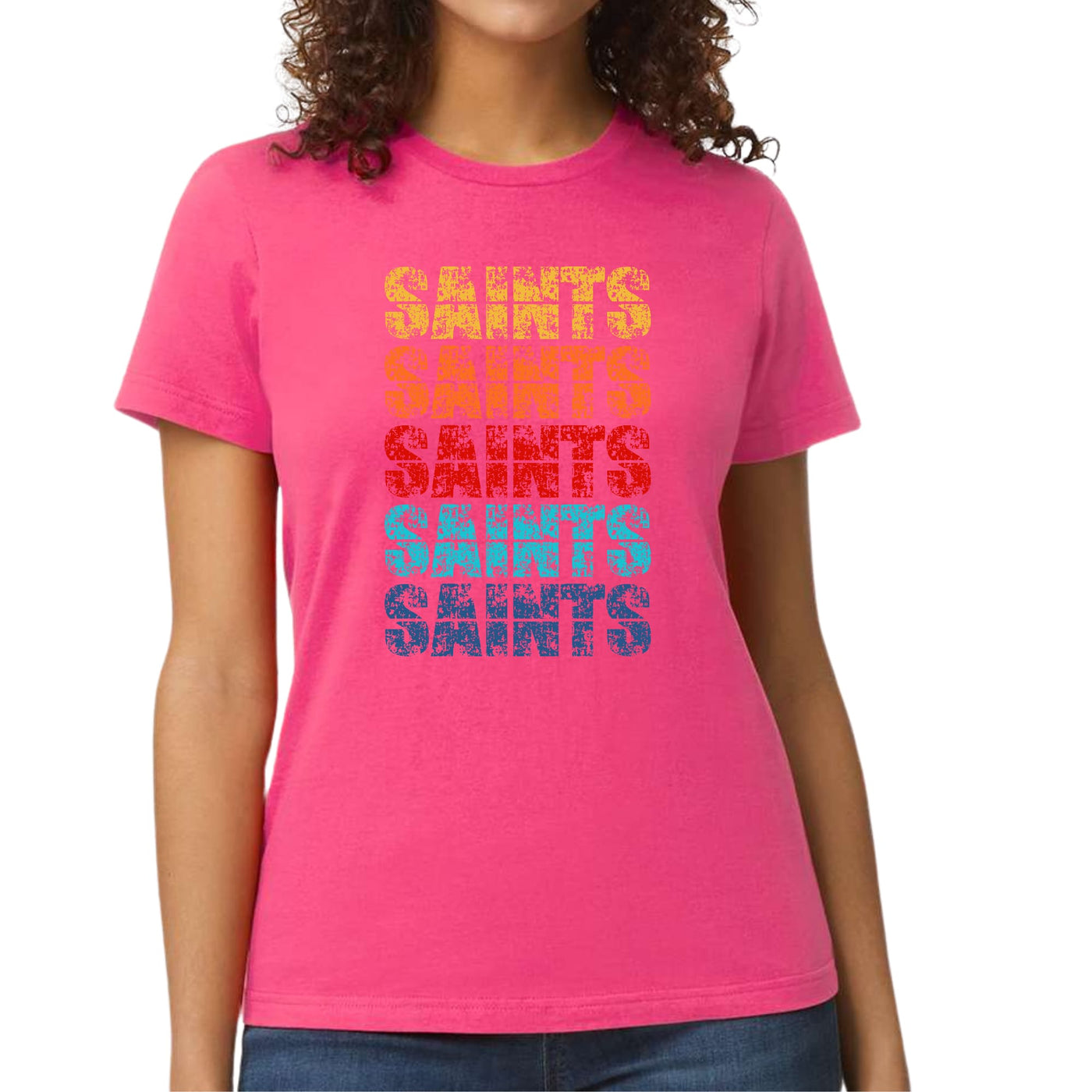 Womens Graphic T-shirt Saints Colorful Art Illustration - Womens | T-Shirts