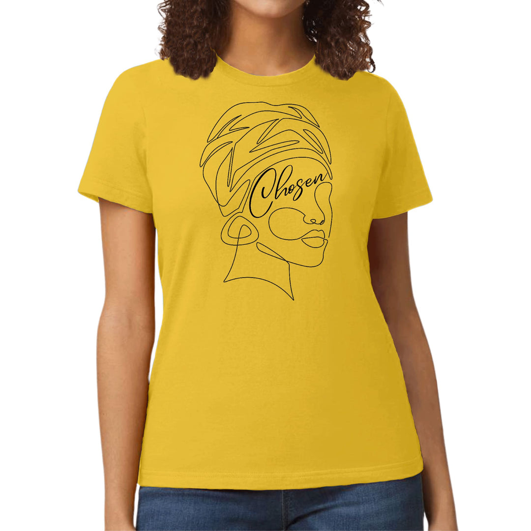 Womens Graphic T-shirt Say it Soul ’Chosen’ Black Woman Line Art, - Womens