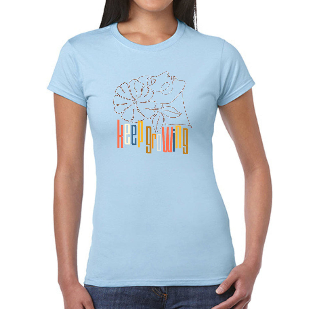 Womens Graphic T-shirt Say it Soul - Keep Growing in Pastel Colors, - Womens