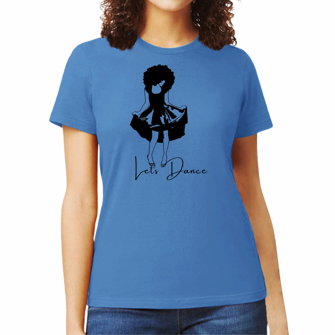 Womens Graphic T-shirt Say it Soul Lets Dance Black Line Art Print - Womens