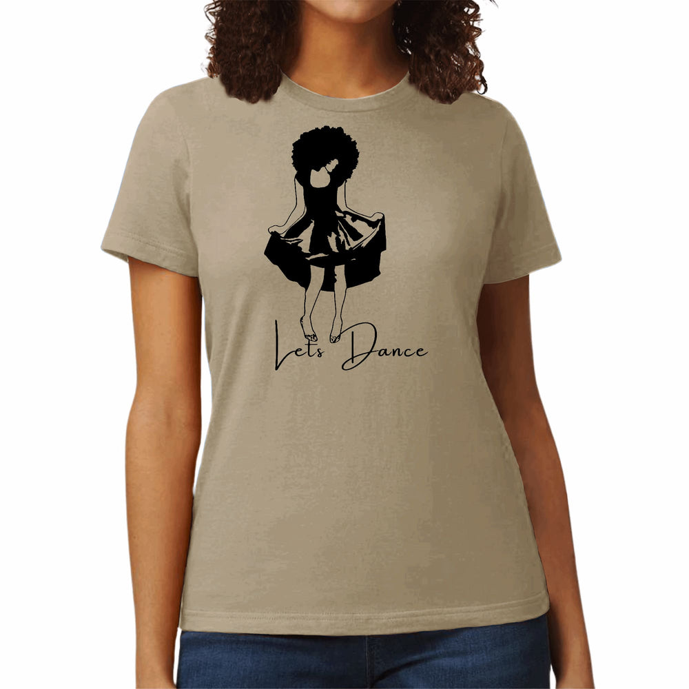 Womens Graphic T-shirt Say it Soul Lets Dance Black Line Art Print - Womens