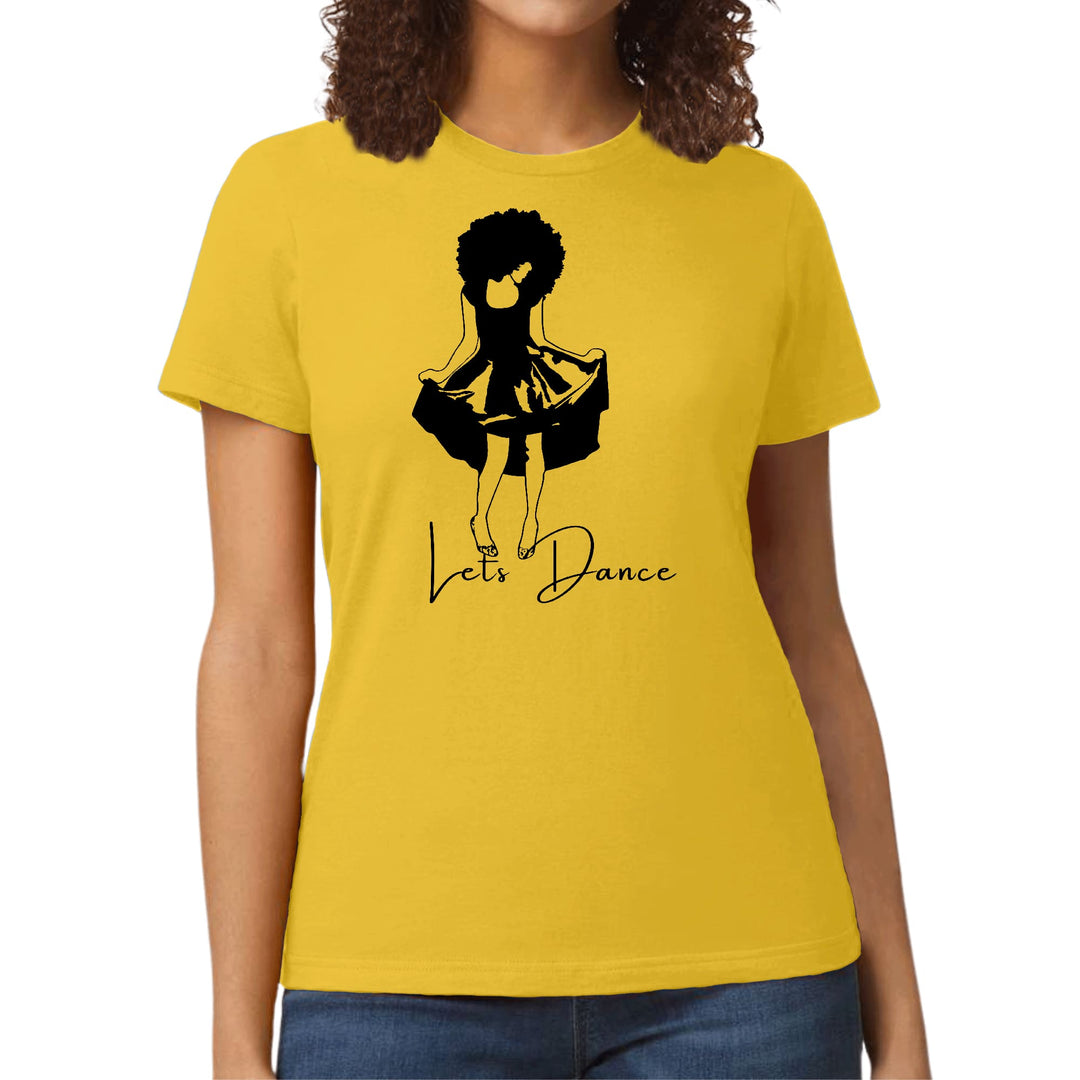 Womens Graphic T-shirt Say it Soul Lets Dance Black Line Art Print - Womens