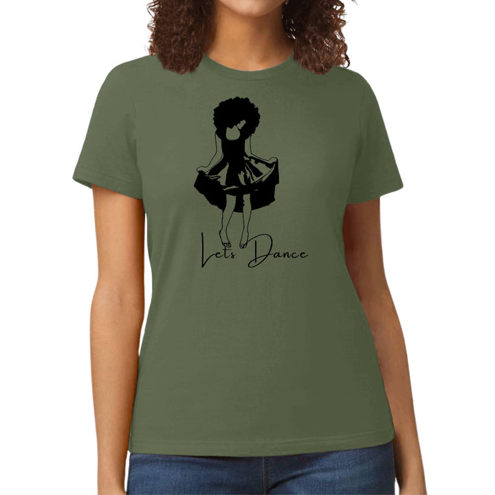 Womens Graphic T-shirt Say it Soul Lets Dance Black Line Art Print - Womens