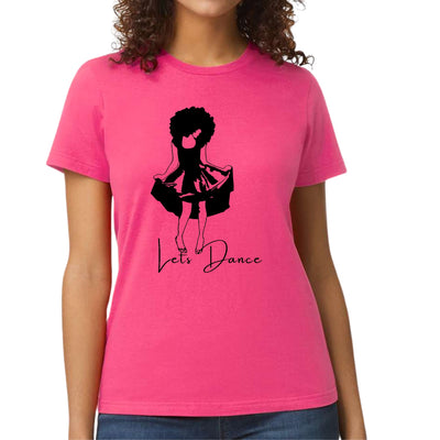 Womens Graphic T-shirt Say It Soul Lets Dance Black Line Art Print - Womens