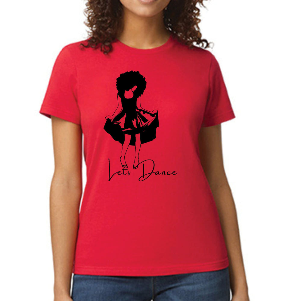 Womens Graphic T-shirt Say it Soul Lets Dance Black Line Art Print - Womens