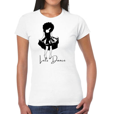 Womens Graphic T-shirt Say It Soul Lets Dance Black Line Art Print - Womens