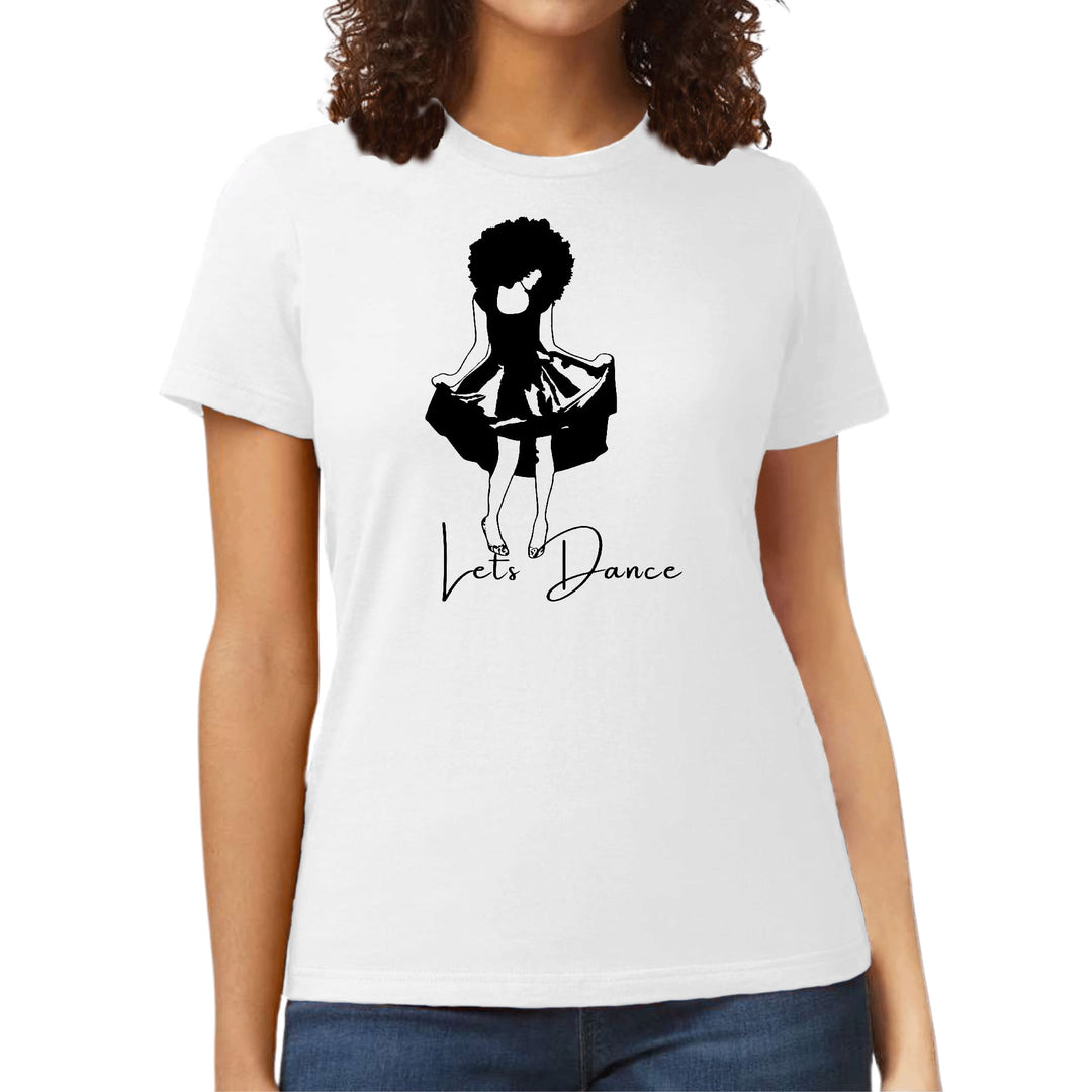 Womens Graphic T-shirt Say it Soul Lets Dance Black Line Art Print - Womens