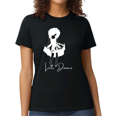 Womens Graphic T - shirt Say It Soul Lets Dance White Line Art Print - T