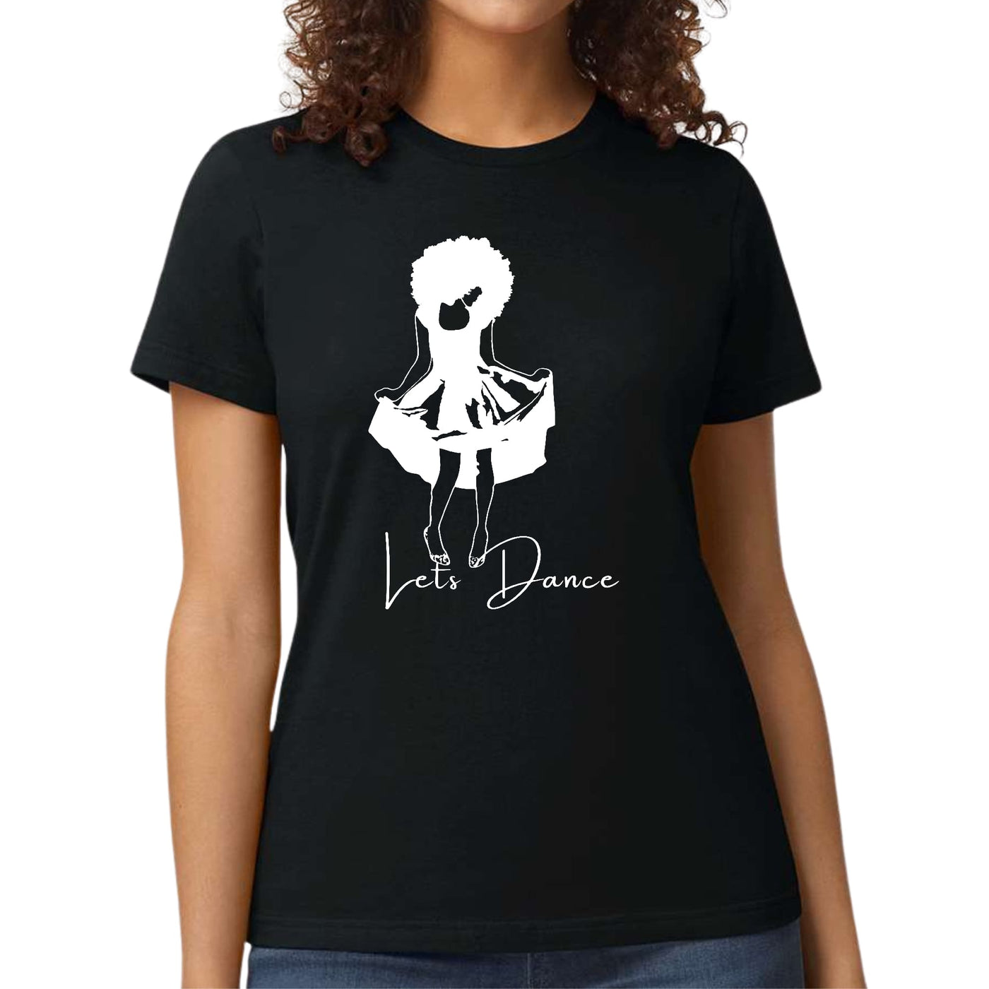 Womens Graphic T-shirt Say It Soul Lets Dance White Line Art Print - Womens