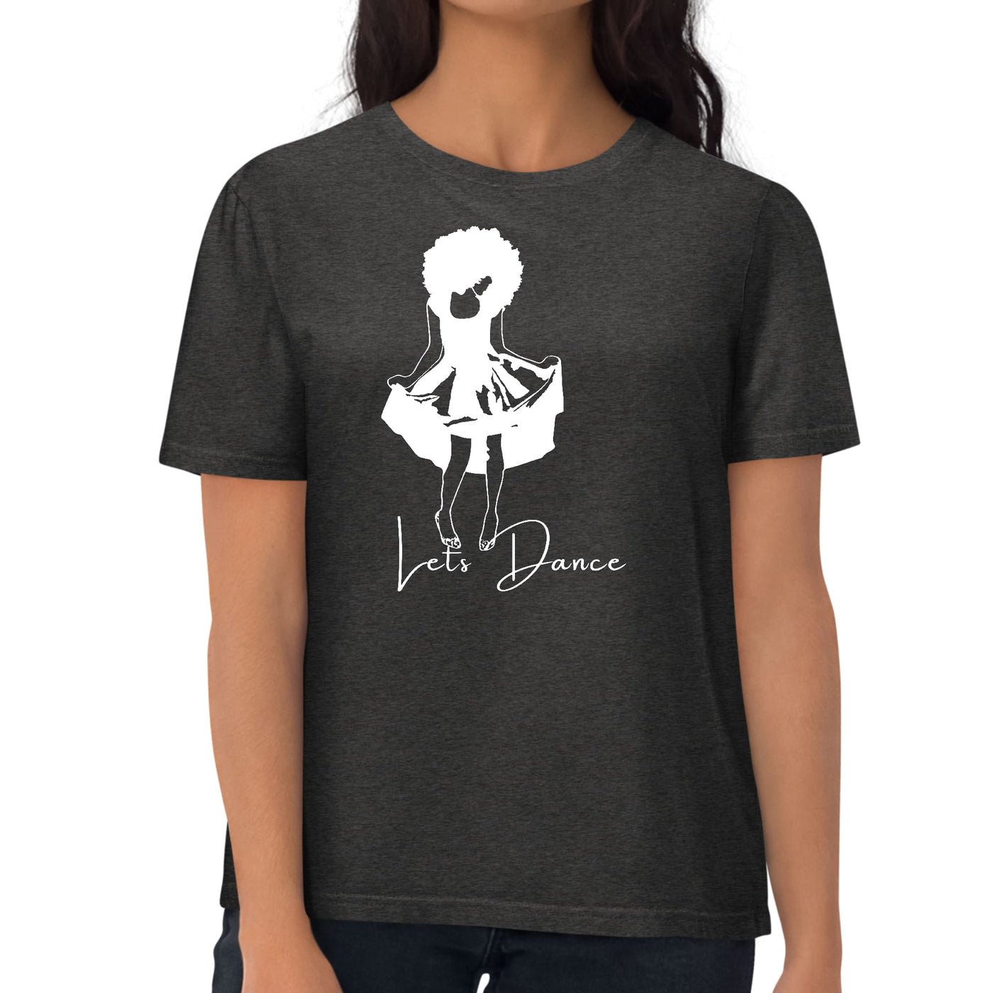 Womens Graphic T-shirt Say It Soul Lets Dance White Line Art Print - Womens