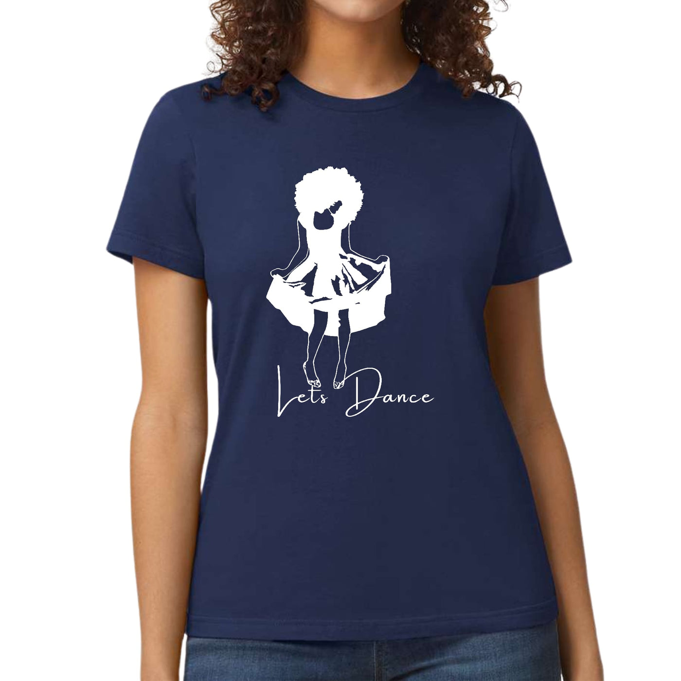 Womens Graphic T - shirt Say It Soul Lets Dance White Line Art Print - T