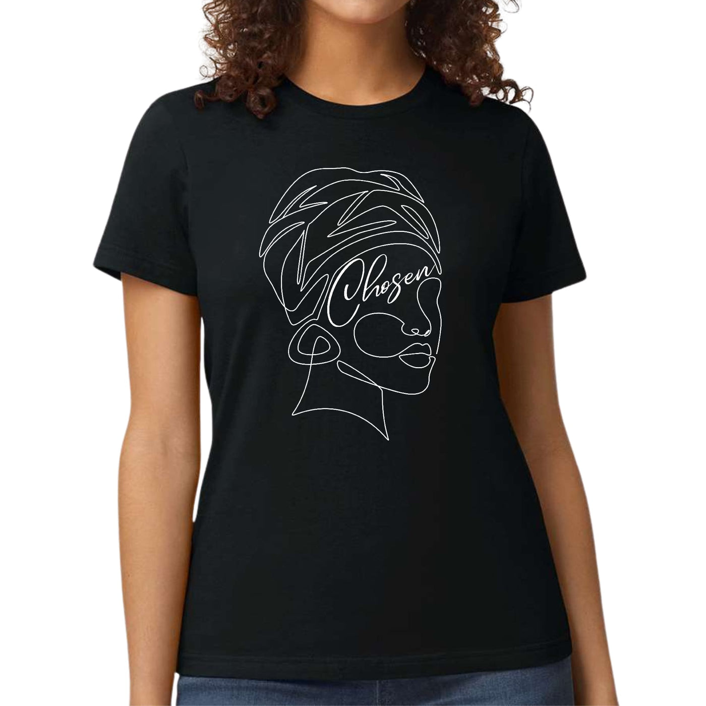Womens Graphic T-shirt Say It Soul - Line Art Woman Self Worth Line - Womens