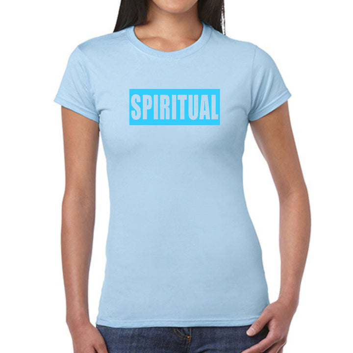 Womens Graphic T-shirt Spiritual Light Blue Print - Womens | T-Shirts