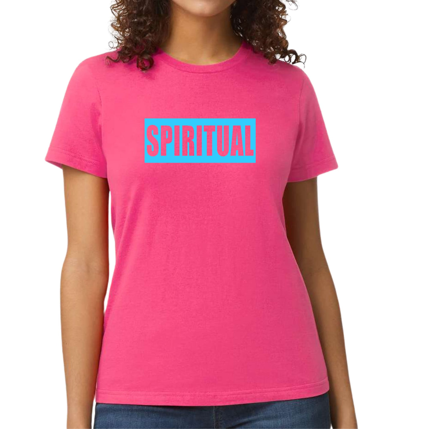 Womens Graphic T-shirt Spiritual Light Blue Print - Womens | T-Shirts