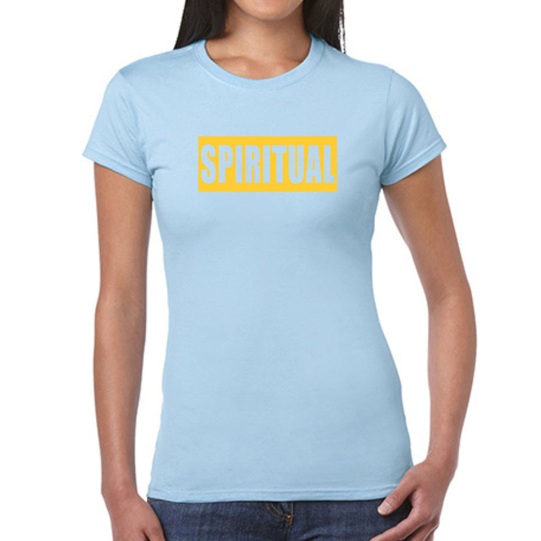 Womens Graphic T-shirt Spiritual Yellow Gold Colorblock Illustration - Womens